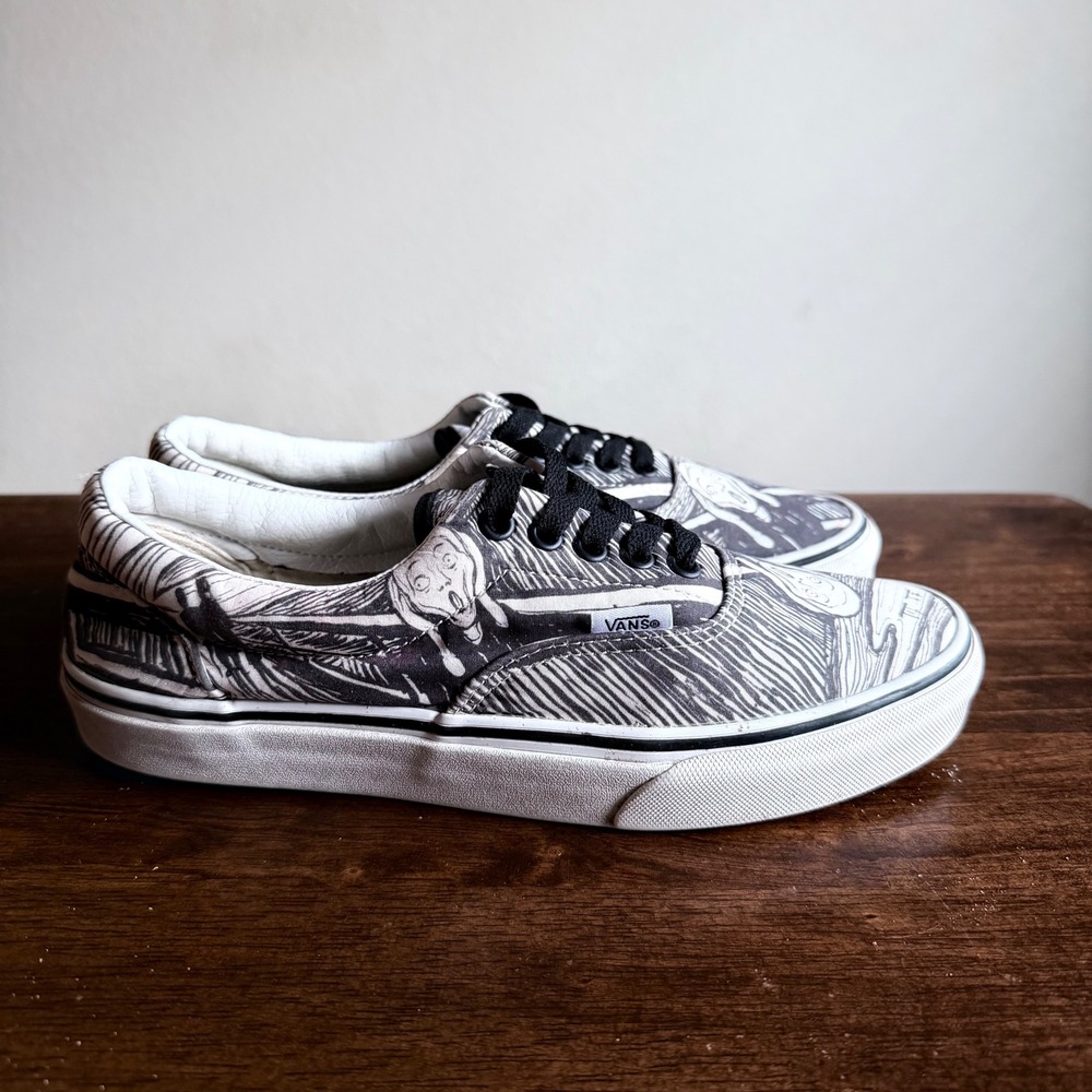 Vans Era MoMA Edvard Munch The Scream Shoes Mens 7.5 Womens 9.0 Grey White